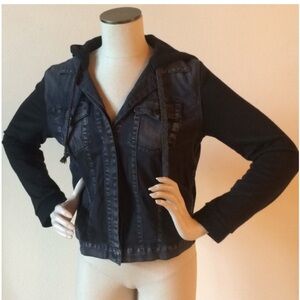 Unpublished by Stitch Fix Denim Jacket with sweatshirt hood and sleeves